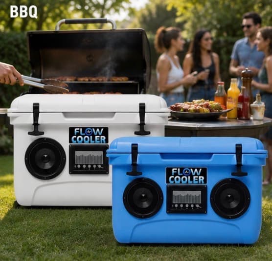 FLOW COOLER units at a backyard BBQ