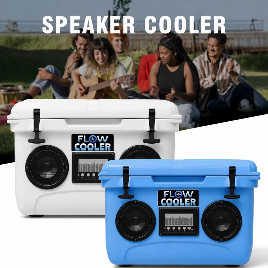 FLOW COOLER white and blue models with picnic scene